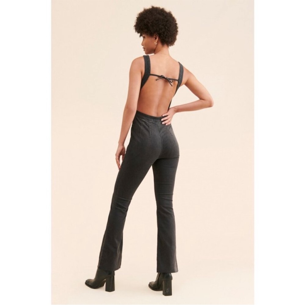 Free People We the Free Curvy 2nd Ave Bootcut Fit Black Denim Jumpsuit - Picture 2 of 12